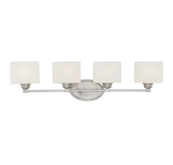 Savoy House Essentials Kane Bath Bath Vanity Light Savoy House 33x8.5 Satin Nickel White Etched Glass