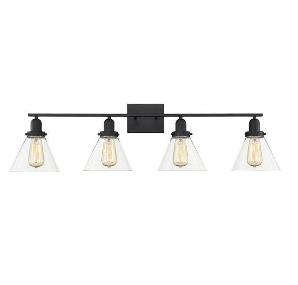 Savoy House Essentials Drake Bath Vanity Lights Savoy House 38x10 Black Clear Glass