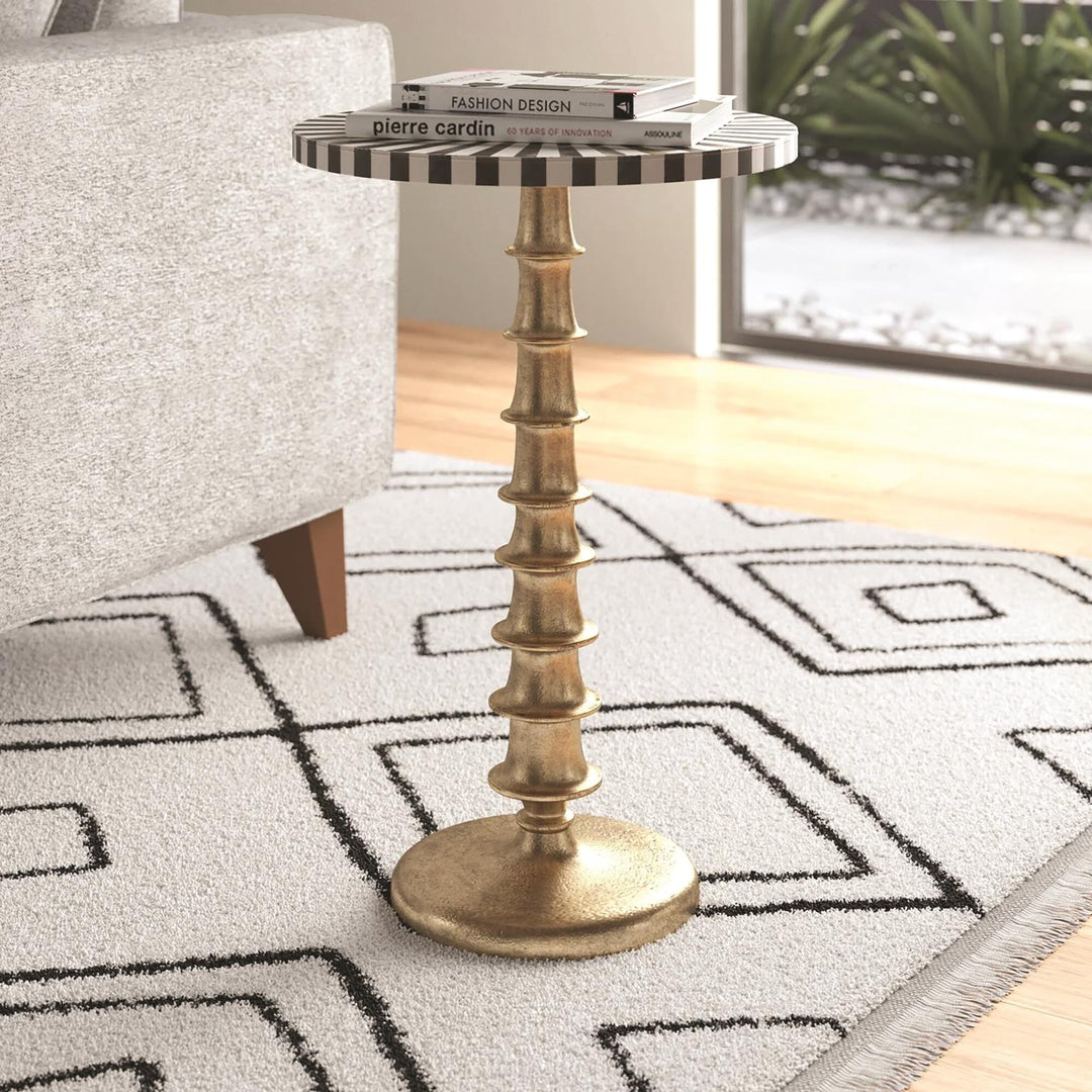 Howard Elliott Collection Antique Brass with Bone Top Martini Table Decorative Tables Howard Elliott Collection   