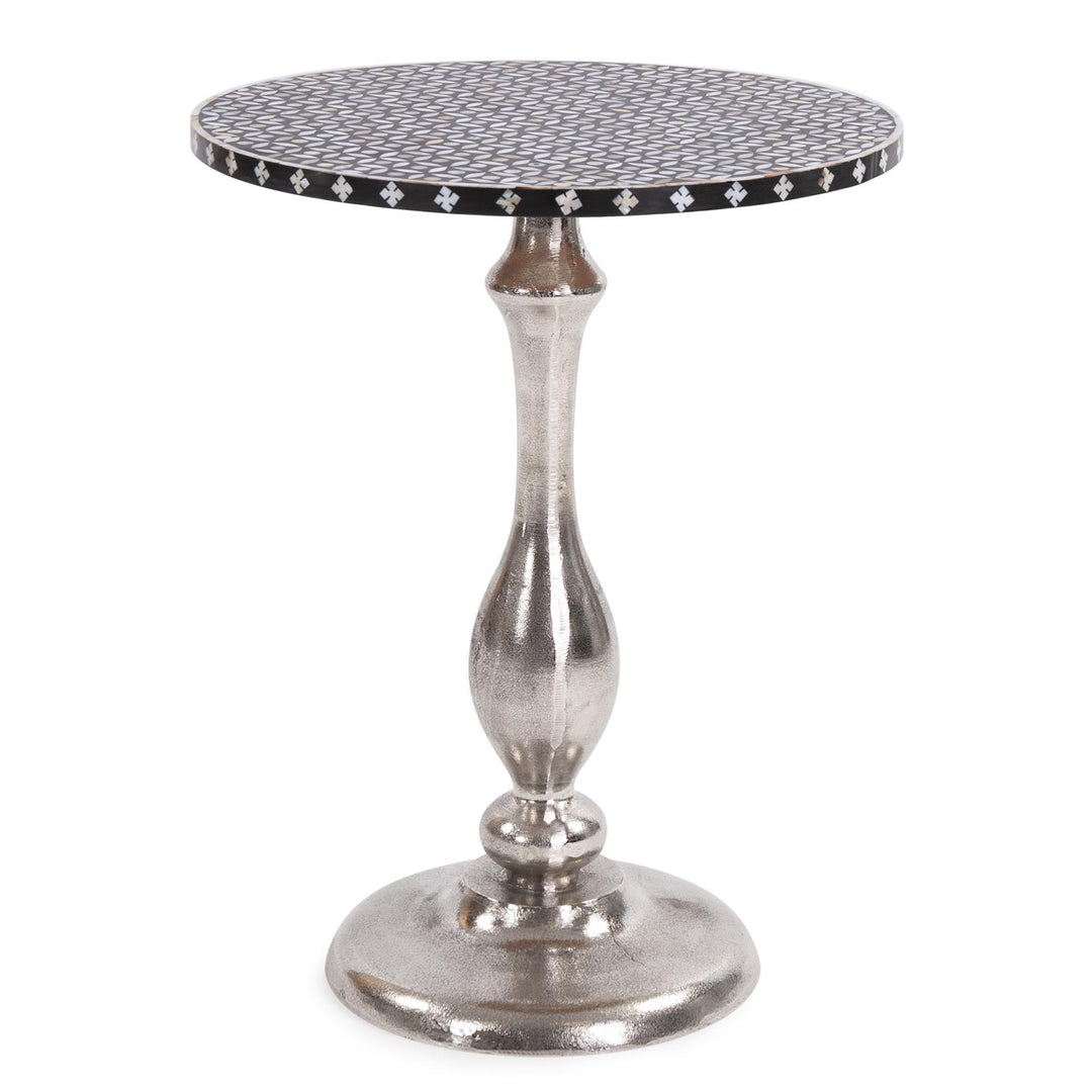 Howard Elliott Collection Nickel Metal with Bone Top Martini Table Decorative Tables Howard Elliott Collection   