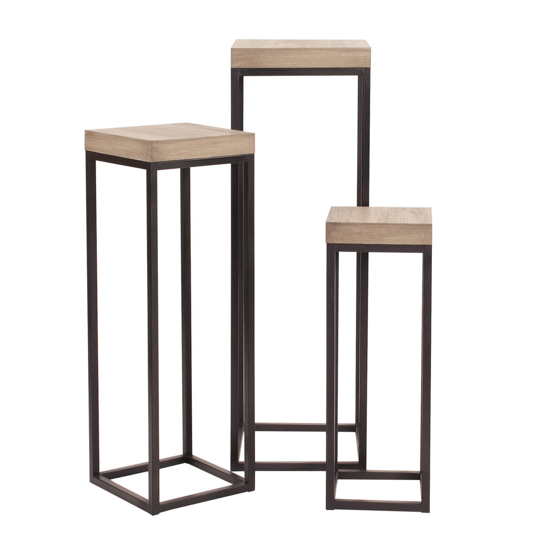 Howard Elliott Collection Wood & Metal Pedestals - Set of 3 Pedestals Howard Elliott Collection   