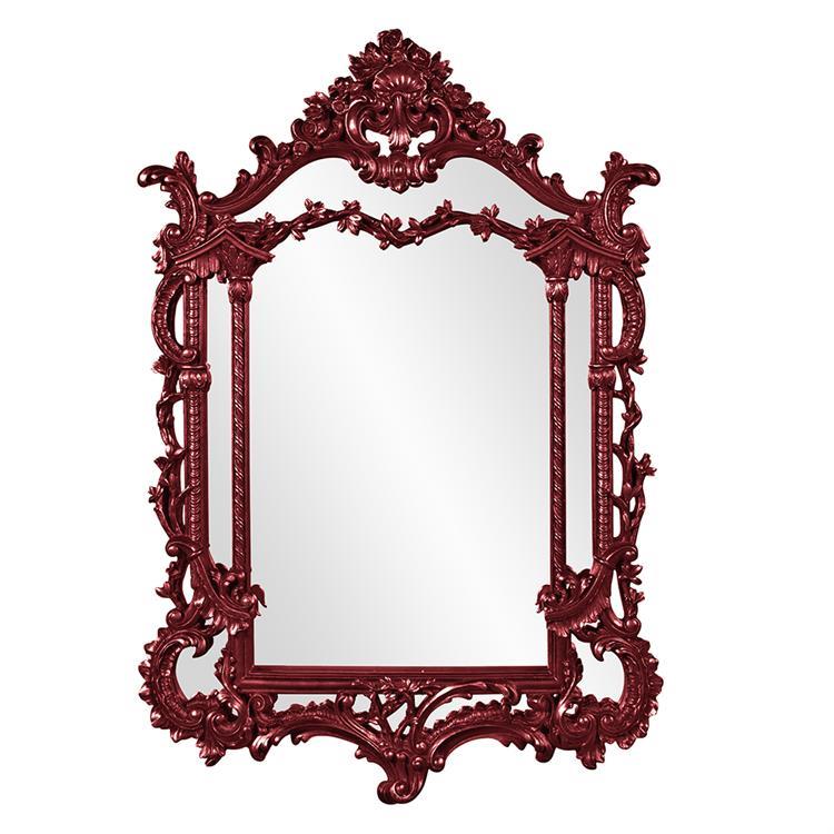 Howard Elliott Collection Arlington Mirror - Glossy Burgundy Mirrors Howard Elliott Collection   