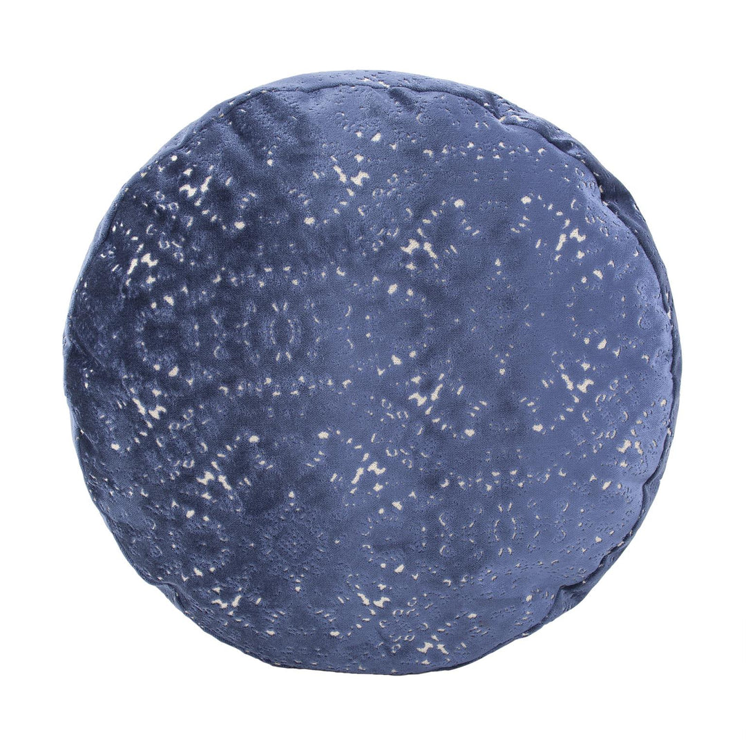 Howard Elliott Collection Round Foot Pouf Pisani Sapphire Ottomans Howard Elliott Collection   