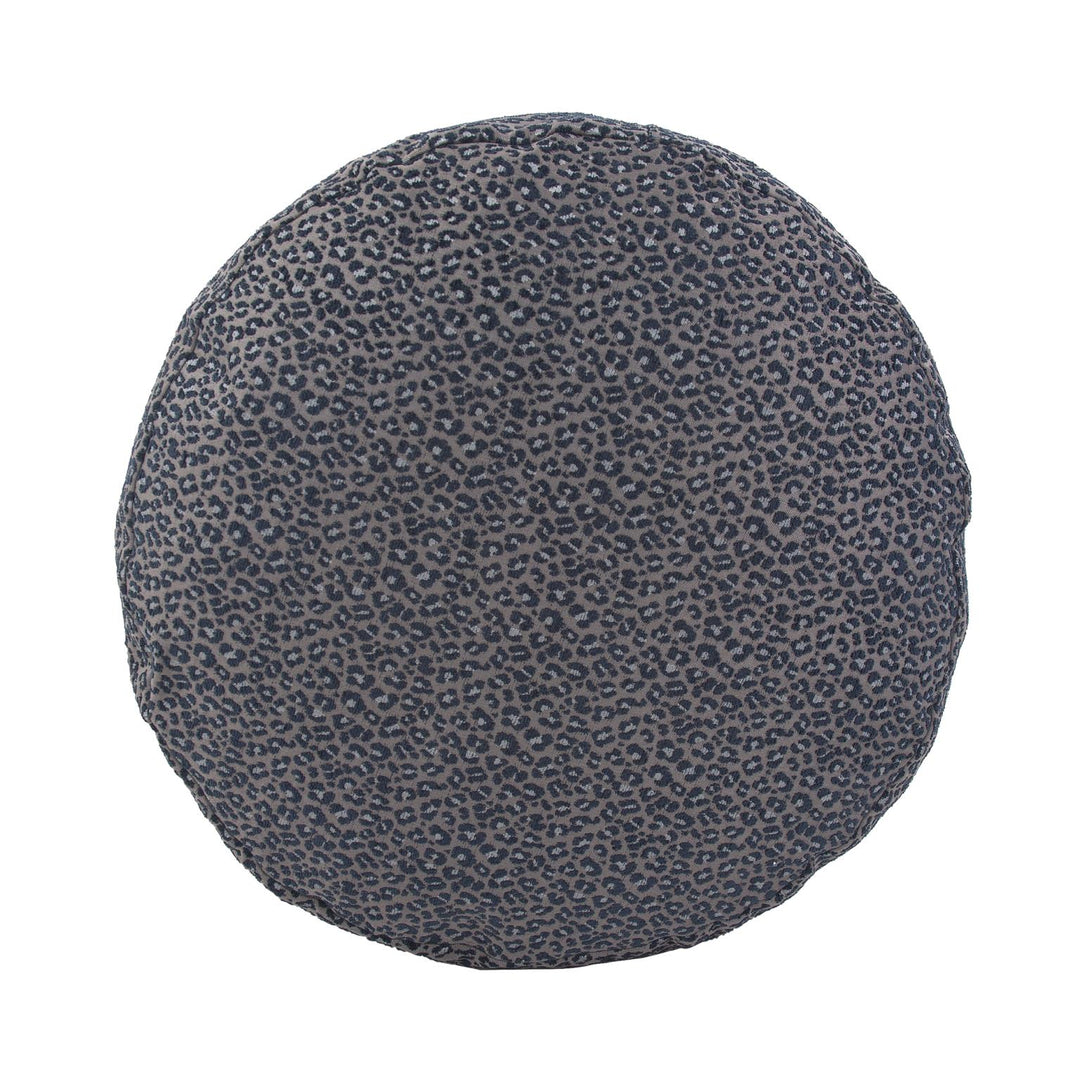 Howard Elliott Collection Round Foot Pouf Lynx Indigo