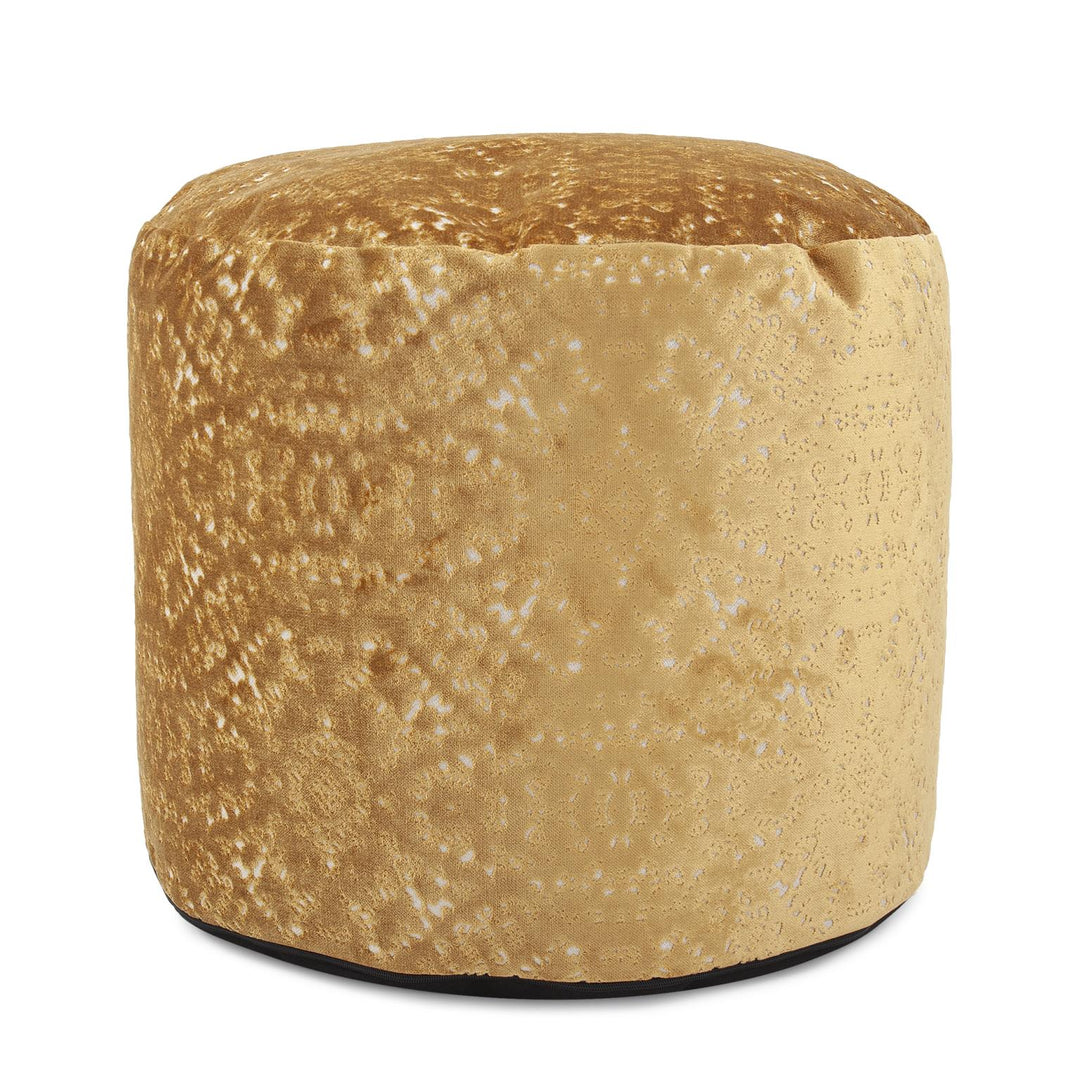 Howard Elliott Collection Round Tall Pouf Pisani Gold Ottomans Howard Elliott Collection   