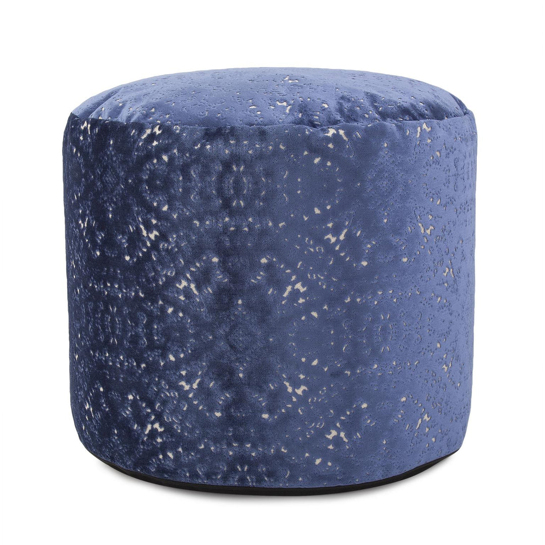 Howard Elliott Collection Round Tall Pouf Pisani Sapphire Ottomans Howard Elliott Collection   