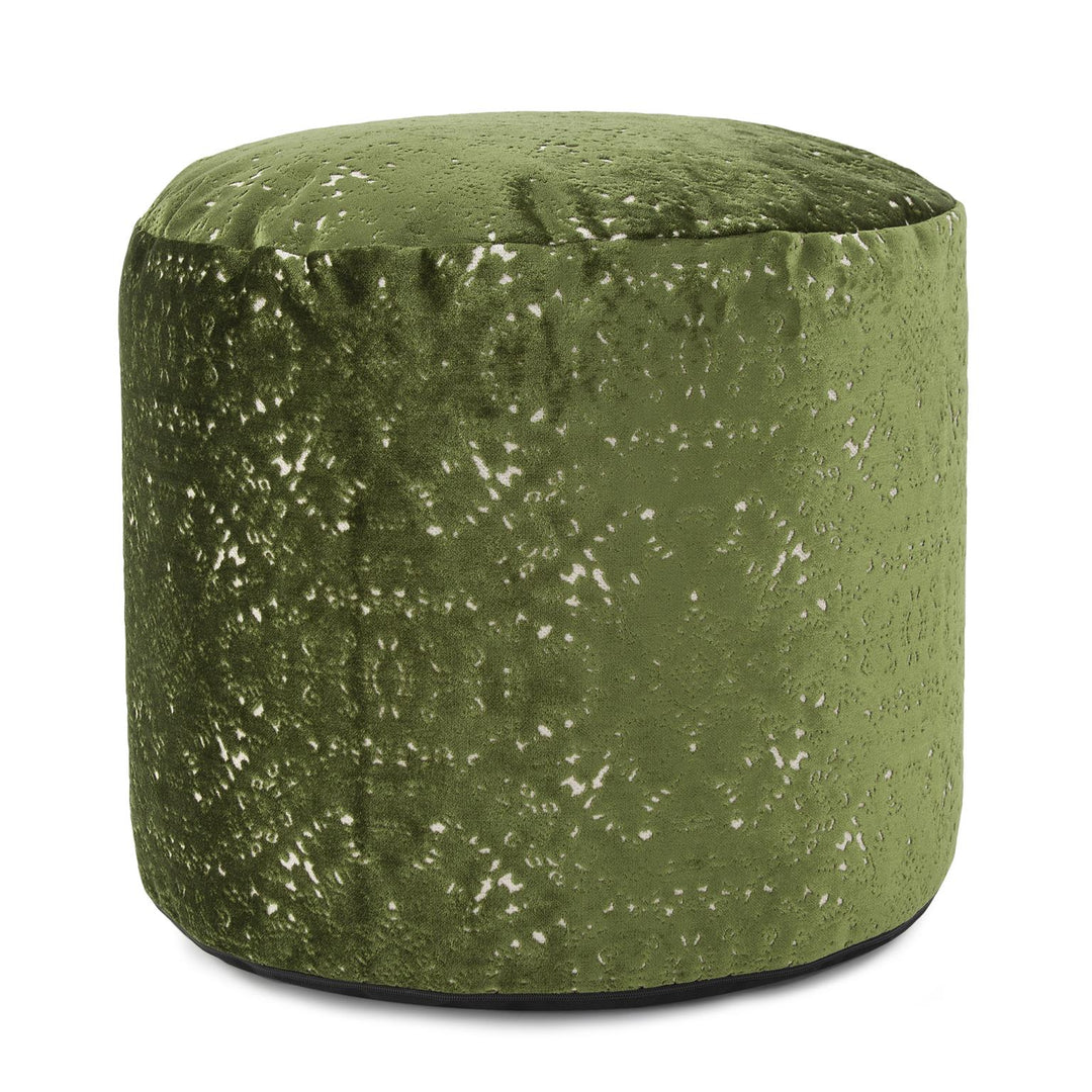 Howard Elliott Collection Round Tall Pouf Pisani Emerald Ottomans Howard Elliott Collection   