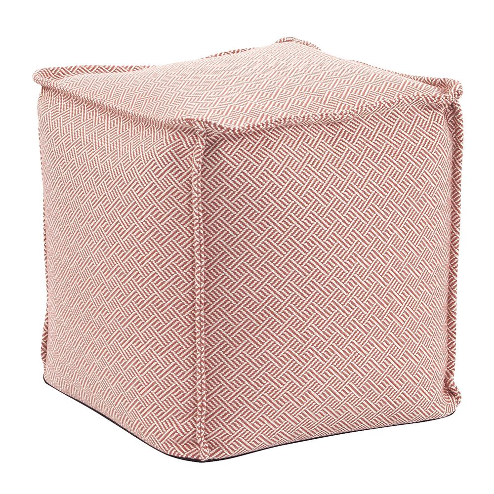 Howard Elliott Collection Square Pouf Beach Club Rhubarb Ottomans Howard Elliott Collection   