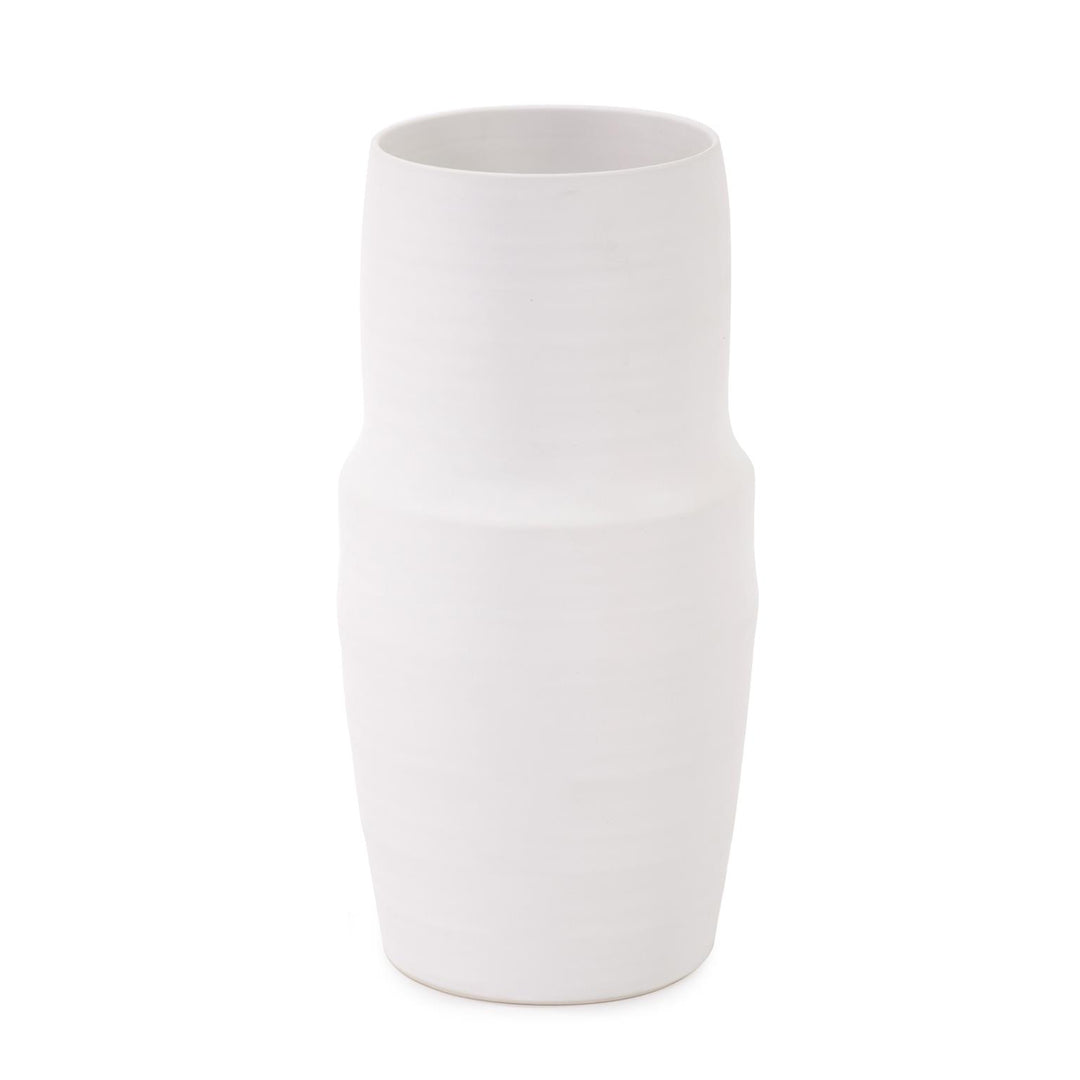 Howard Elliott Collection Marrakesh White Ceramic Tapered Vase, Small Vases Howard Elliott Collection   