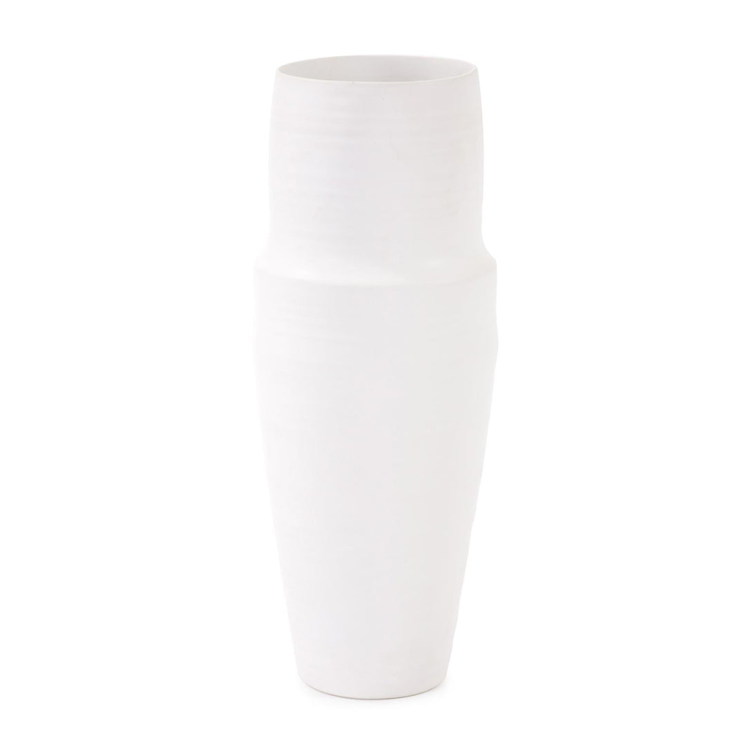 Howard Elliott Collection Marrakesh White Ceramic Tapered Vase, Large Vases Howard Elliott Collection   