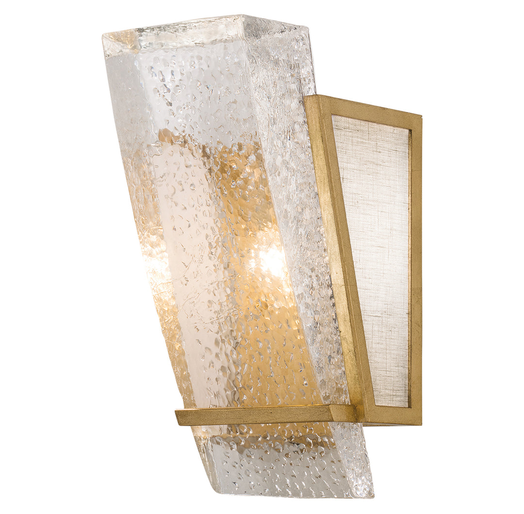 Fine Art Handcrafted Lighting Crownstone Sconce Wall Sconces Fine Art Handcrafted Lighting Gold w/Textured Linen Inserts 6.5 x 13 