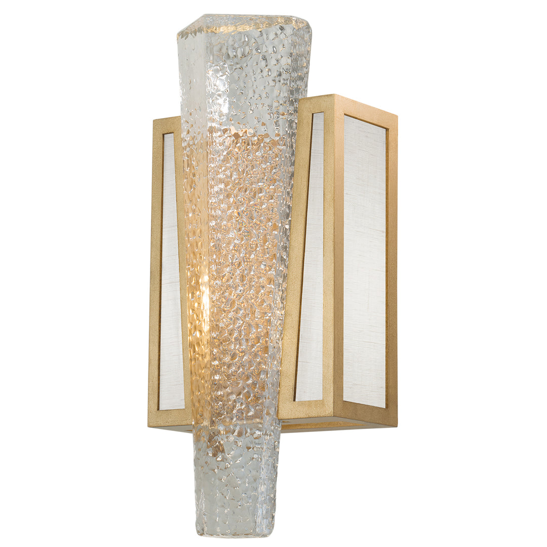 Fine Art Handcrafted Lighting Crownstone Sconce Wall Sconces Fine Art Handcrafted Lighting Gold w/Textured Linen Inserts 6.5 x 15 