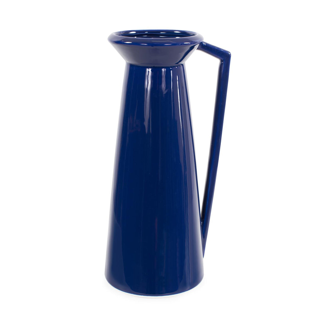 Howard Elliott Collection Bella Sapphire Blue Short Ceramic Pitcher Decorative Accents Howard Elliott Collection   