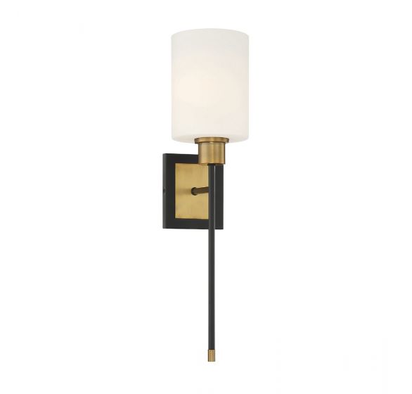 Essentials Alvara Sconce Wall Sconces Savoy House Matte Black with Warm Brass Accents 1 