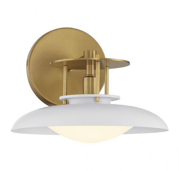 Savoy House Gavin Sconce Sconce Savoy House White with Warm Brass Accents 1 