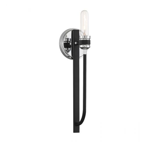 Essentials Kenyon Sconce Sconce Essentials Kenyon Black and Chrome 1 