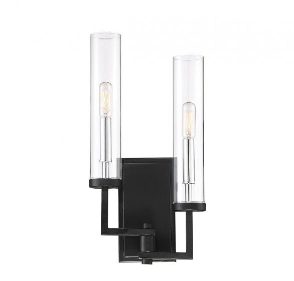 Savoy House Folsom Sconce Wall Sconces Savoy House Matte Black with Polished Chrome Accents 2 