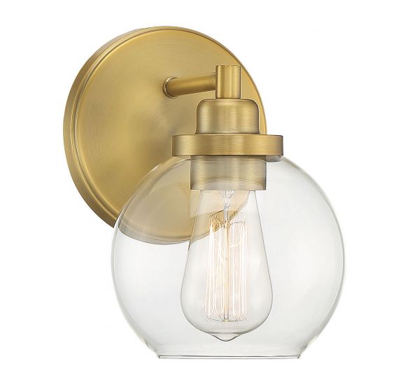 Savoy House Essentials Carson Bath Vanity Lights Savoy House 5.5x8.5 Brass Clear Glass