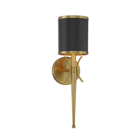 Savoy House Quincy Sconce Sconce Savoy House Matte Black with Warm Brass 1 