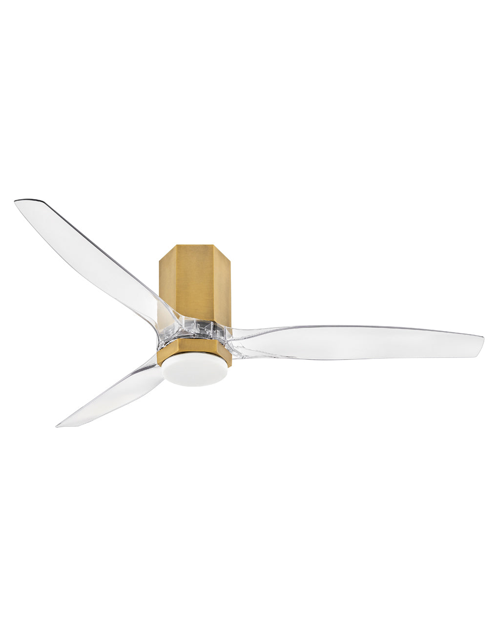 Hinkley Facet LED Fan Outdoor Ceiling Fans Hinkley 52 Heritage Brass Clear Acrylic