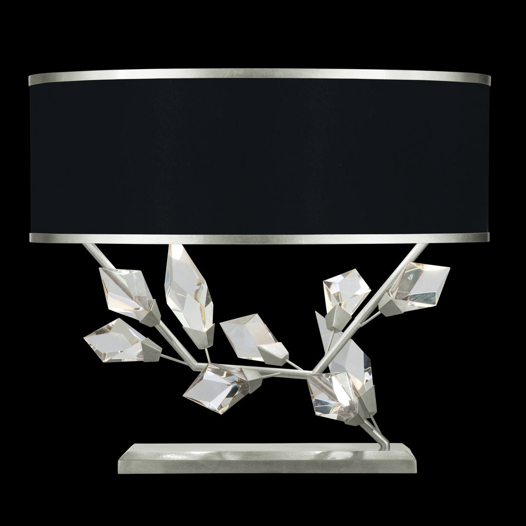 Fine Art Handcrafted Lighting Foret Table Lamp Table Lamps Fine Art Handcrafted Lighting Silver Leaf w/Black Fabric & Silver Inner Lining Shade  