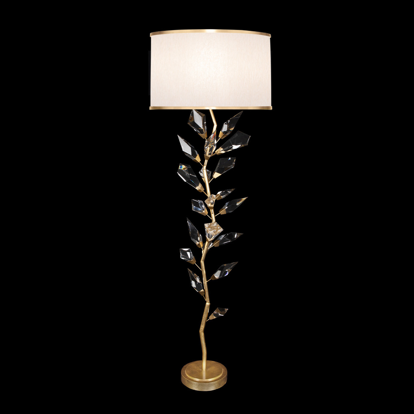 Fine Art Handcrafted Lighting Foret Floor Lamp Floor Lamps Fine Art Handcrafted Lighting Gold Leaf w/Champagne Fabric Shade  