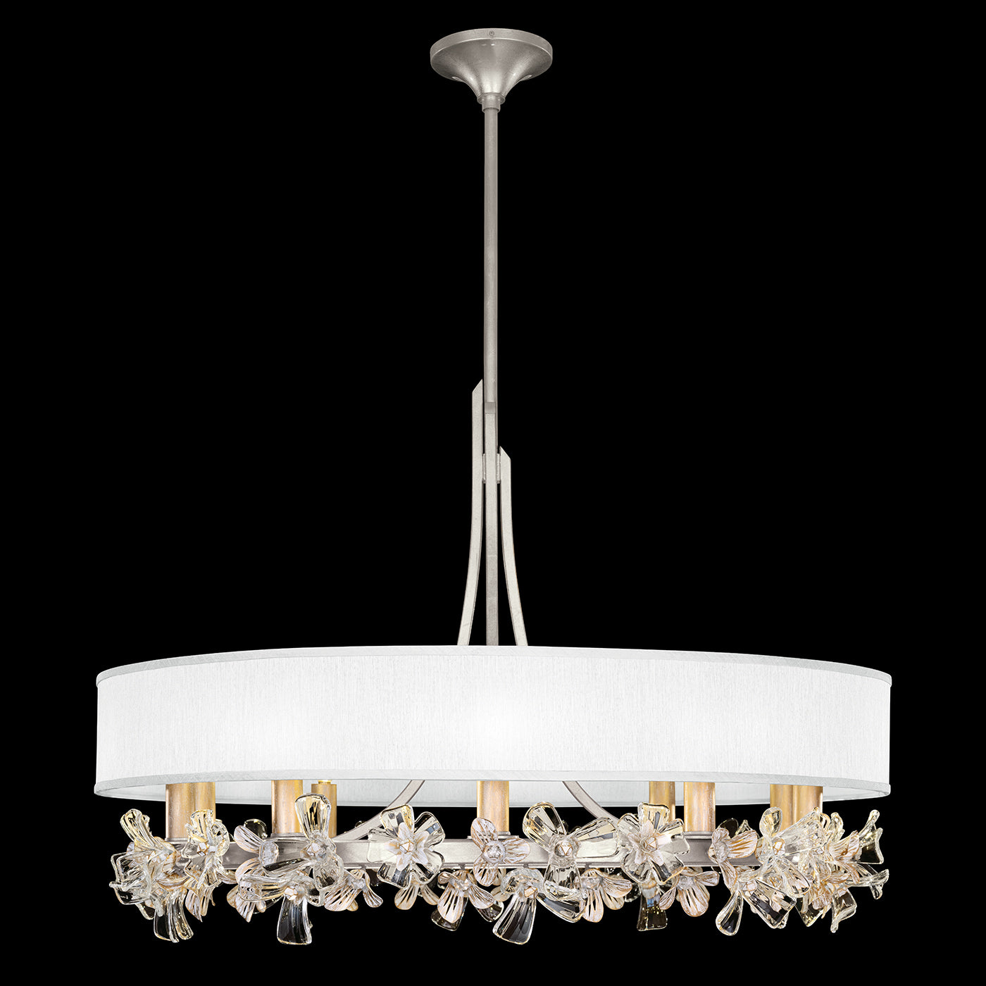 Fine Art Handcrafted Lighting Azu Chandelier Chandeliers Fine Art Handcrafted Lighting Silver Leaf w/White Fabric Shade  