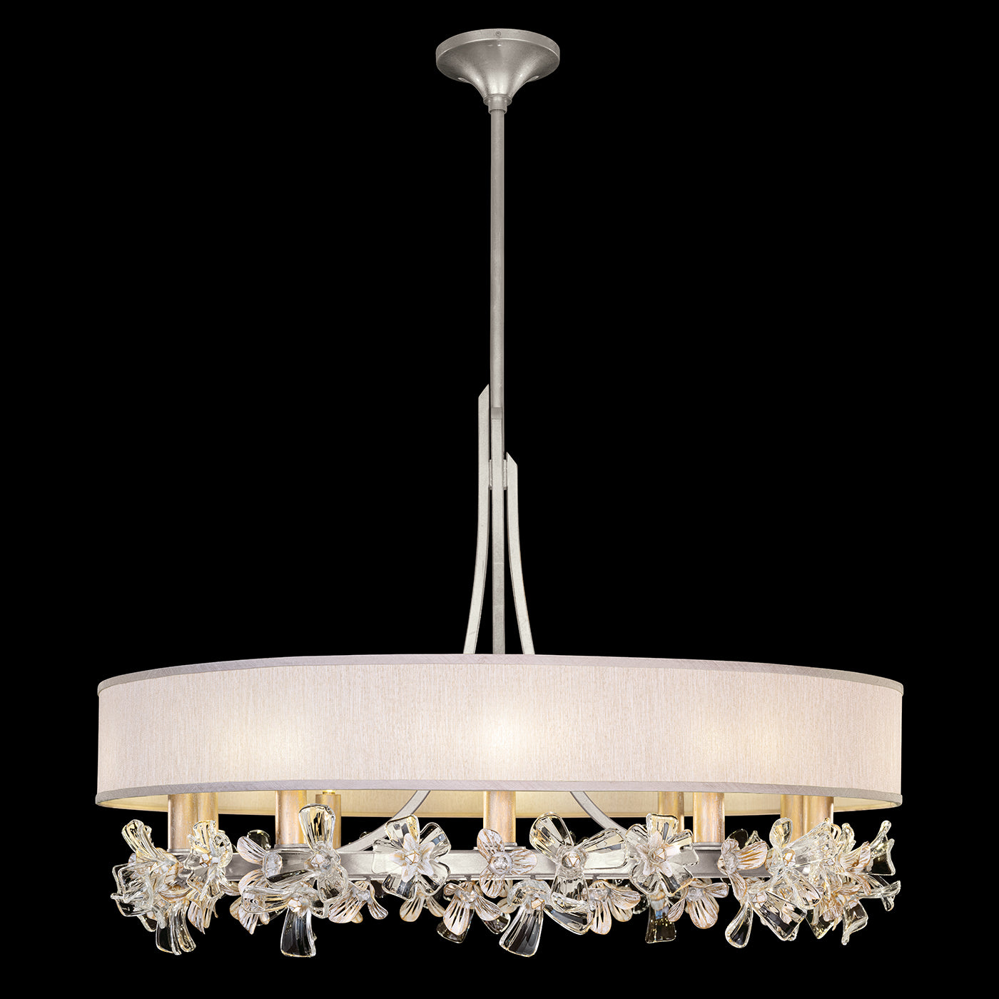 Fine Art Handcrafted Lighting Azu Chandelier Chandeliers Fine Art Handcrafted Lighting Silver Leaf w/Champagne Fabric Shade  