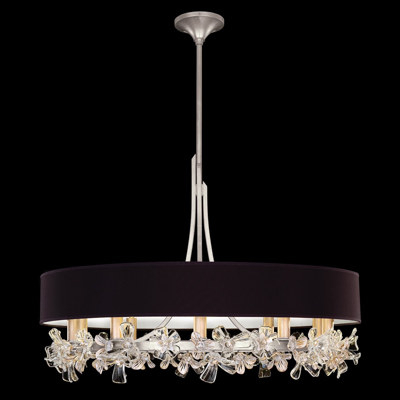 Fine Art Handcrafted Lighting Azu Chandelier Chandeliers Fine Art Handcrafted Lighting Silver Leaf w/Black Fabric & Silver Inner Lining Shades  