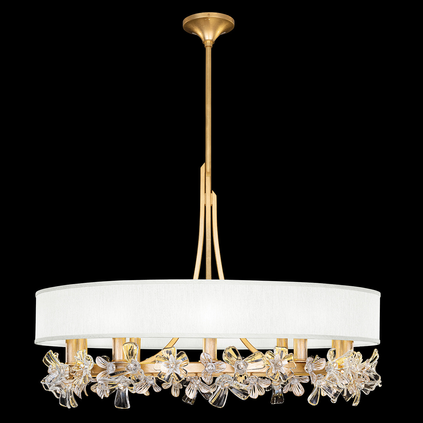 Fine Art Handcrafted Lighting Azu Chandelier Chandeliers Fine Art Handcrafted Lighting Gold Leaf w/White Fabric Shades  