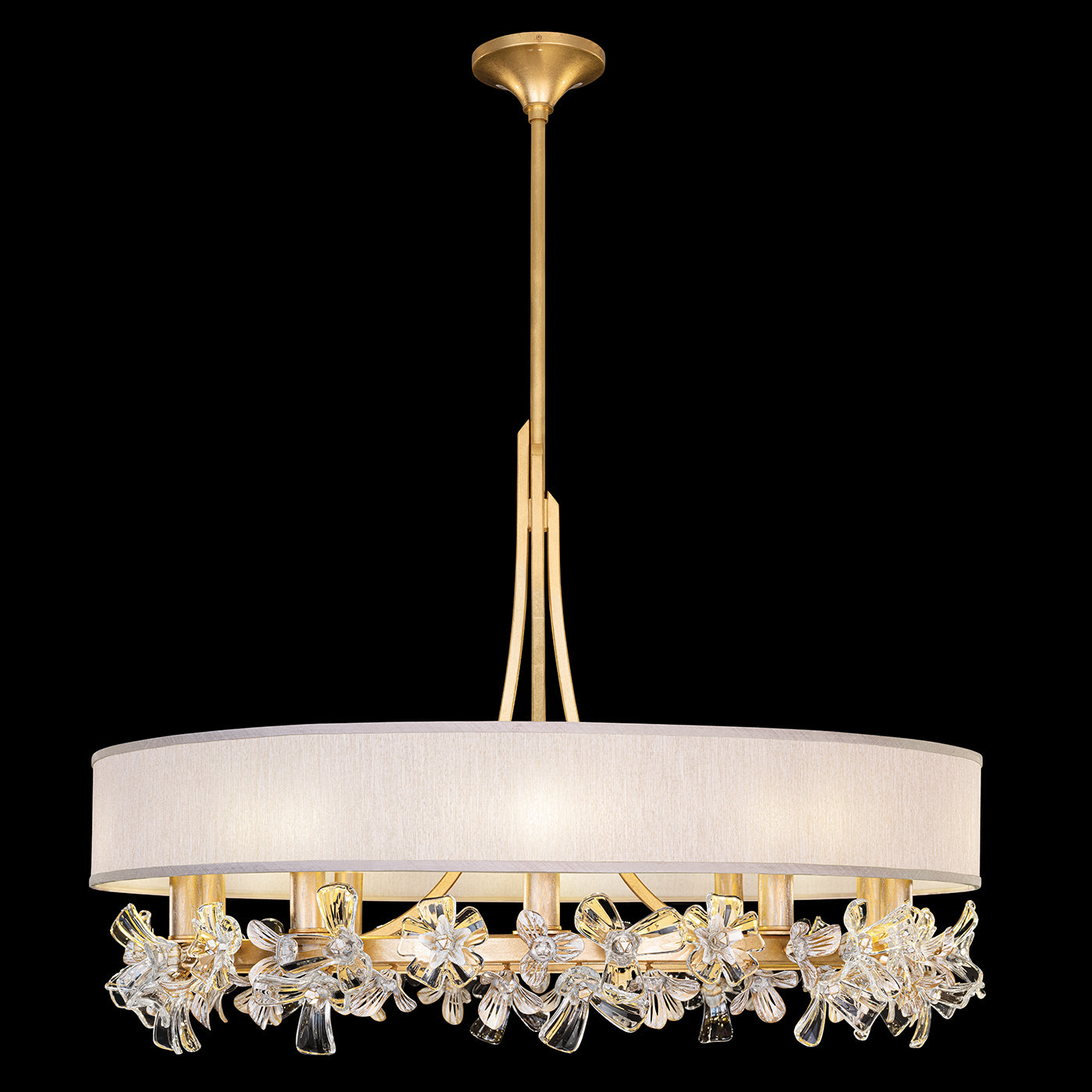 Fine Art Handcrafted Lighting Azu Chandelier Chandeliers Fine Art Handcrafted Lighting Gold Leaf w/Champagne Fabric Shade  