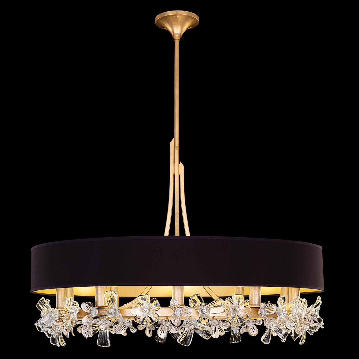 Fine Art Handcrafted Lighting Azu Chandelier Chandeliers Fine Art Handcrafted Lighting Gold Leaf w/Black Fabric & Gold Inner Lining Shades  