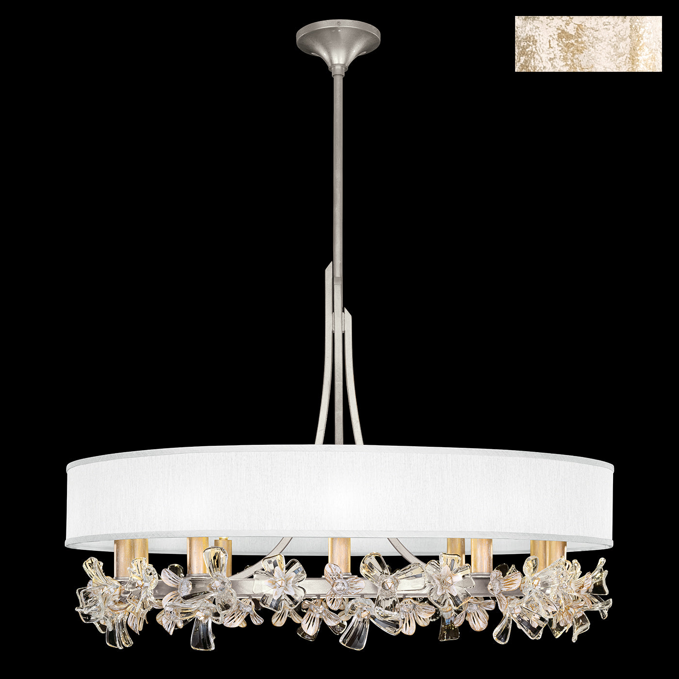 Fine Art Handcrafted Lighting Azu Chandelier Chandeliers Fine Art Handcrafted Lighting White Gesso w/White Fabric Shades  