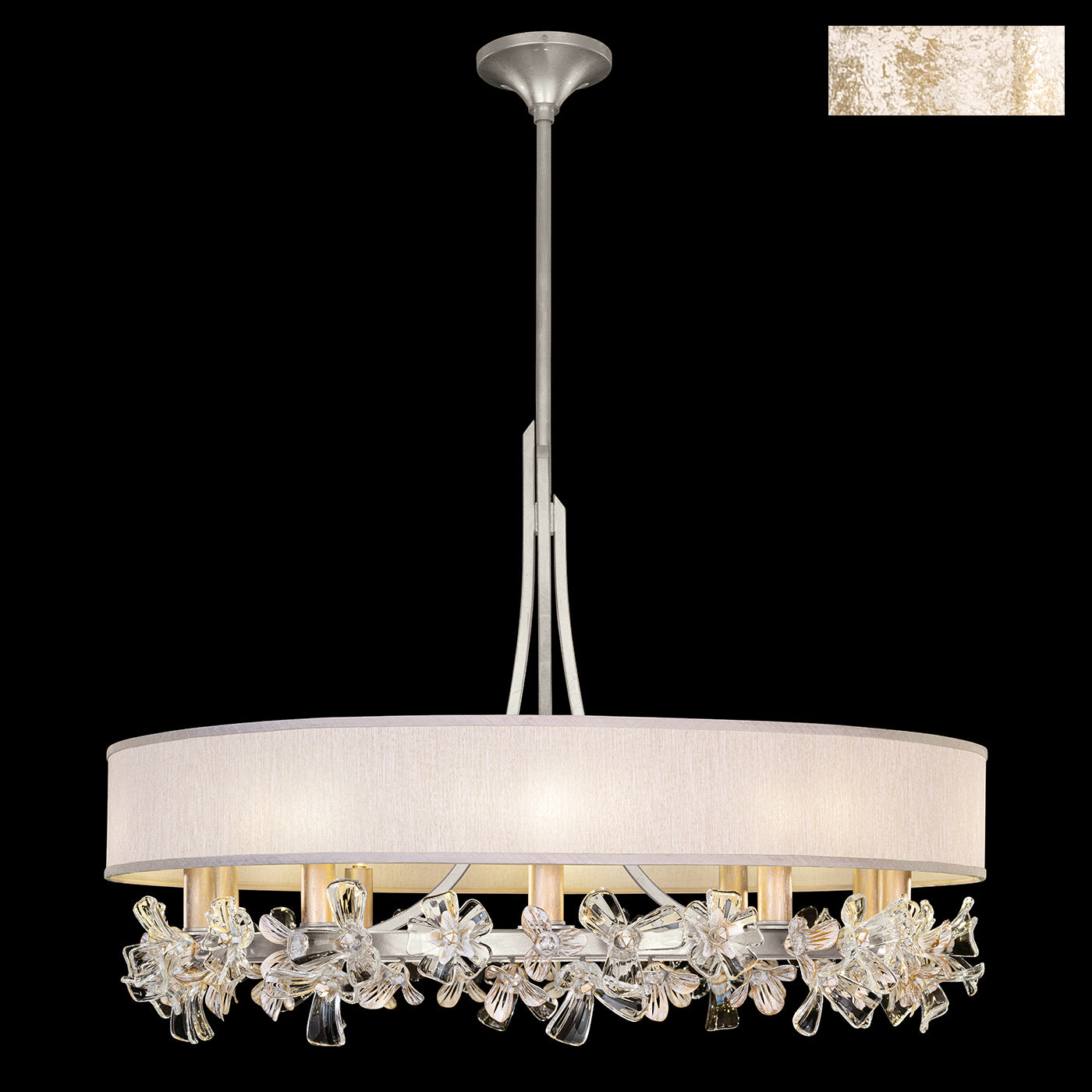 Fine Art Handcrafted Lighting Azu Chandelier Chandeliers Fine Art Handcrafted Lighting White Gesso w/Champagne Fabric Shade  