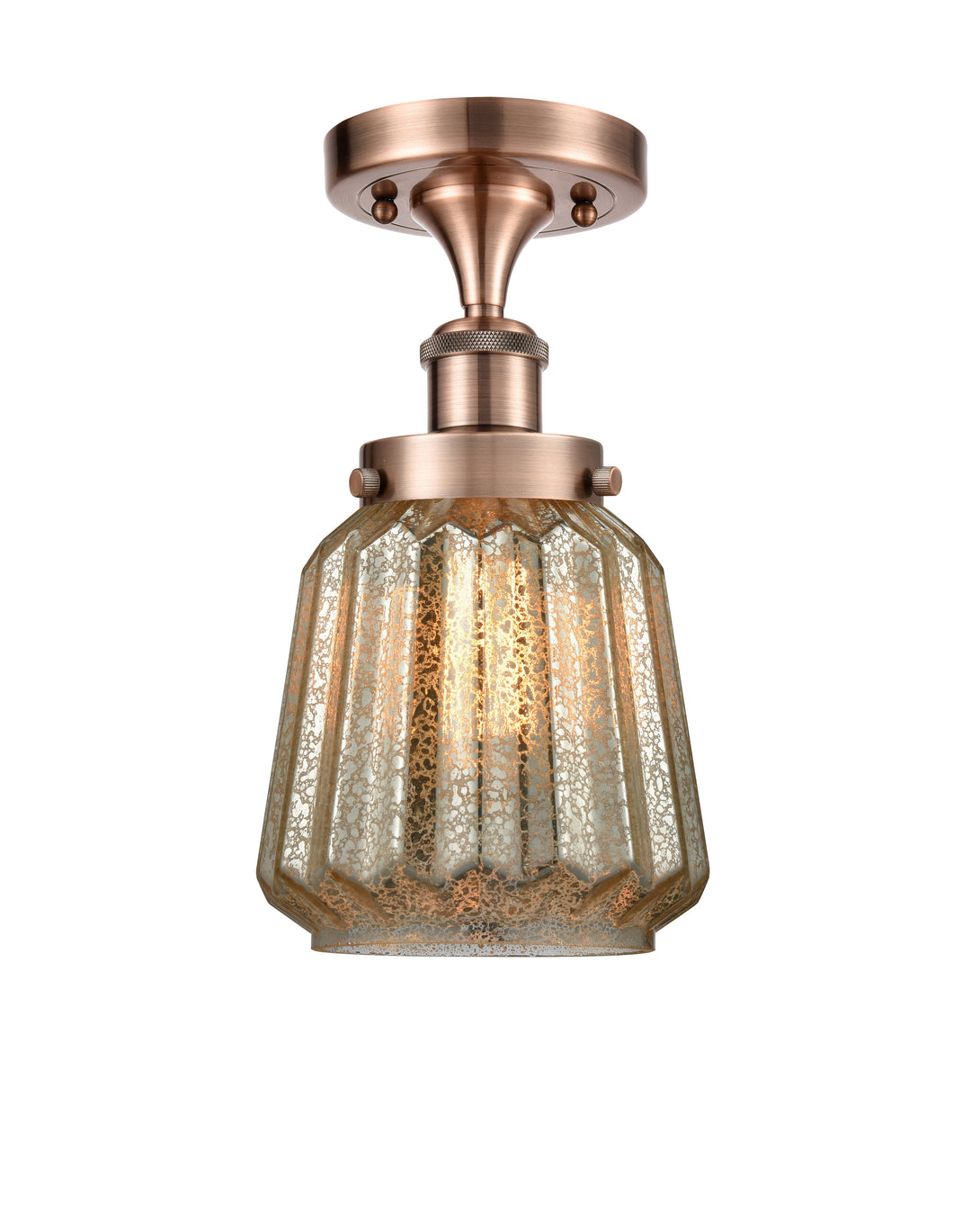 Innovations Lighting Chatham 6" Semi-Flush Mount - Antique Copper Ceiling Semi Flush Mounts Innovations Lighting Mercury ; Glass Type: Mercury; Ribbed  