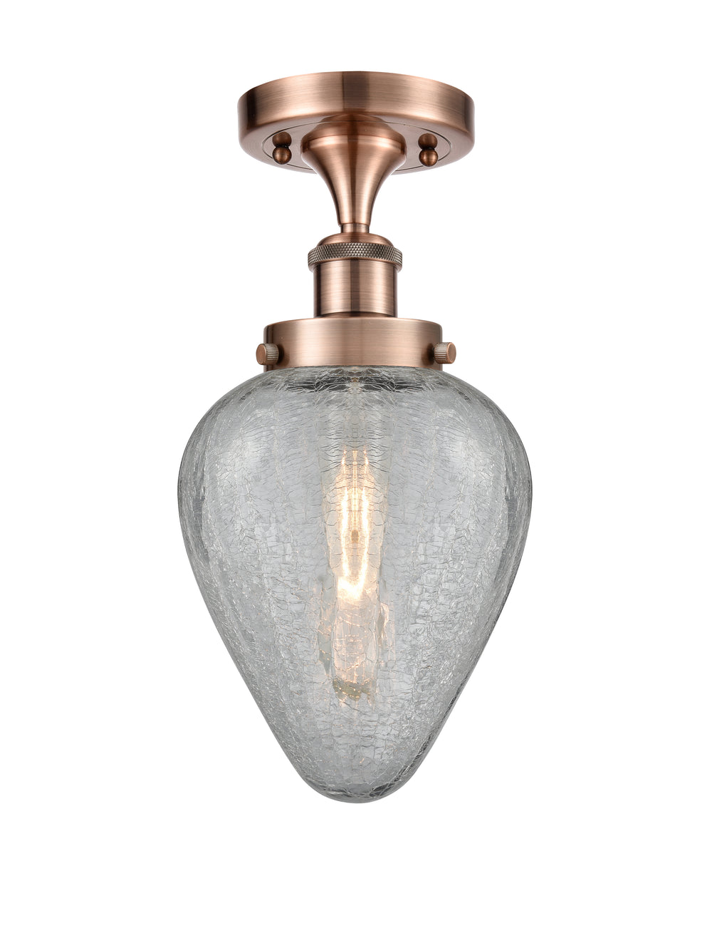 Innovations Lighting Geneseo 6" Semi-Flush Mount - Antique Copper Ceiling Semi Flush Mounts Innovations Lighting Clear Crackled ; Glass Type: Crackled  