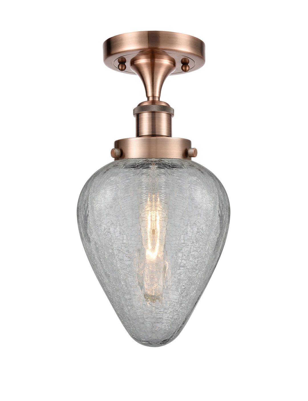 Innovations Lighting Geneseo 6" Semi-Flush Mount - Antique Copper Ceiling Semi Flush Mounts Innovations Lighting Clear Crackled ; Glass Type: Crackled  