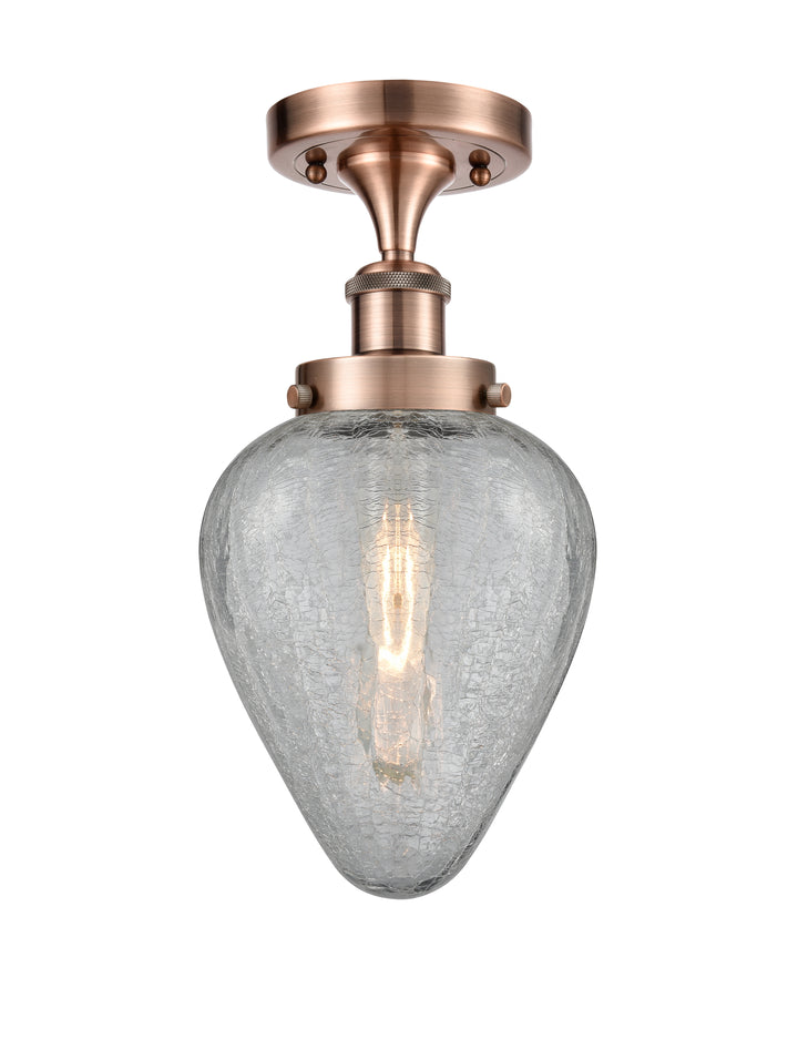 Innovations Lighting Geneseo 6" Semi-Flush Mount - Antique Copper Ceiling Semi Flush Mounts Innovations Lighting Clear Crackled ; Glass Type: Crackled  