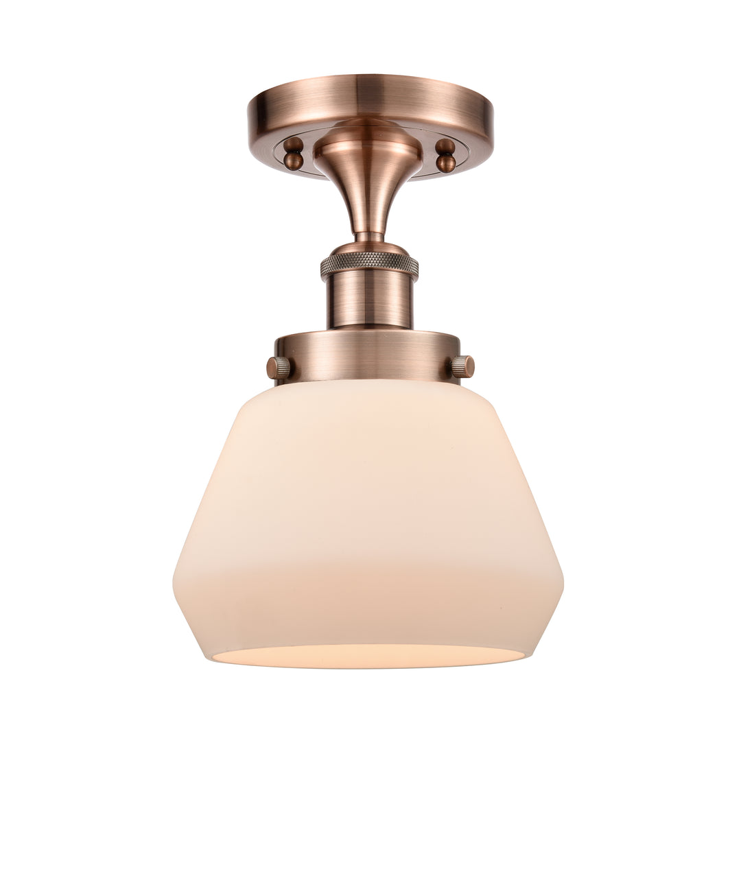 Innovations Lighting Fulton 6" Semi-Flush Mount - Antique Copper Ceiling Semi Flush Mounts Innovations Lighting Matte White ; Glass Type: Frosted  