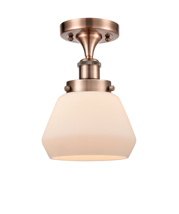 Innovations Lighting Fulton 6" Semi-Flush Mount - Antique Copper Ceiling Semi Flush Mounts Innovations Lighting Matte White ; Glass Type: Frosted  