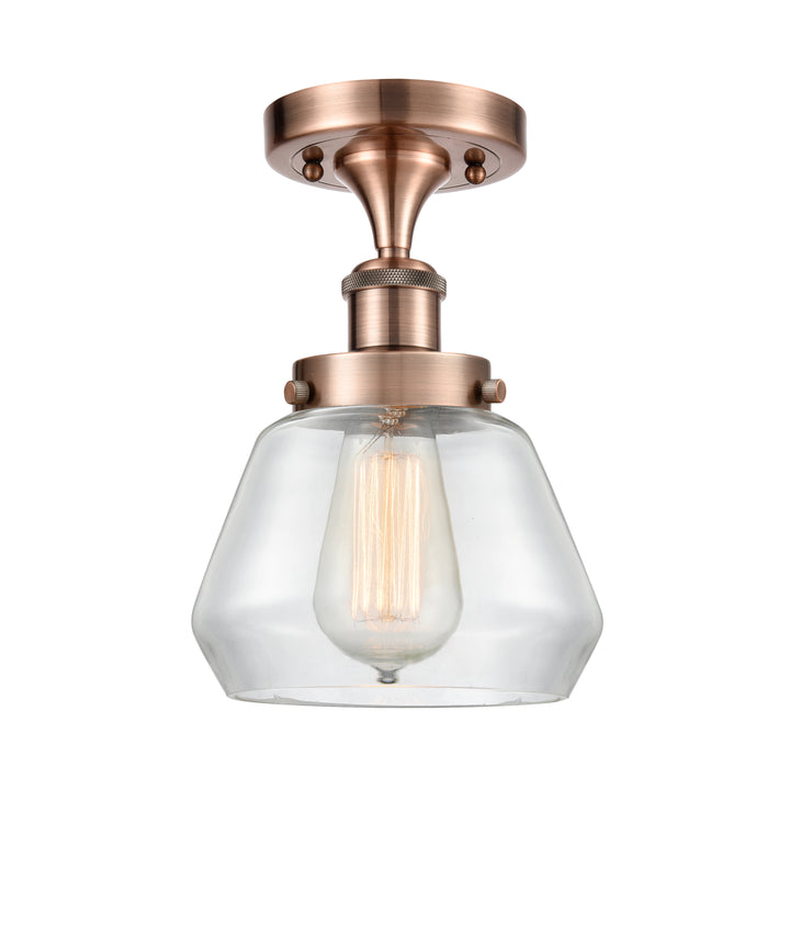 Innovations Lighting Fulton 6" Semi-Flush Mount - Antique Copper Ceiling Semi Flush Mounts Innovations Lighting Clear ; Glass Type: Transparent  