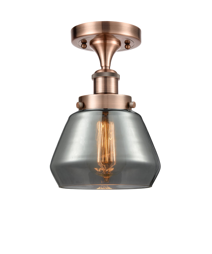 Innovations Lighting Fulton 6" Semi-Flush Mount - Antique Copper Ceiling Semi Flush Mounts Innovations Lighting Light Smoke ; Glass Type: Smoked  