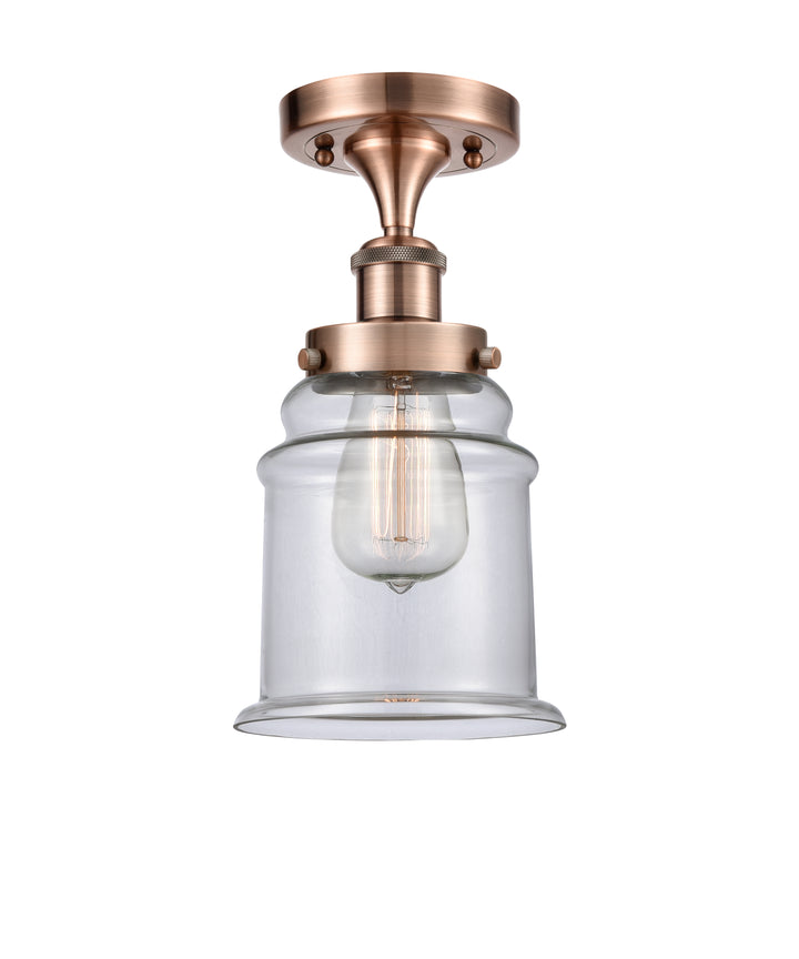 Innovations Lighting Canton 6" Semi-Flush Mount - Antique Copper Ceiling Semi Flush Mounts Innovations Lighting Clear ; Glass Type: Transparent  