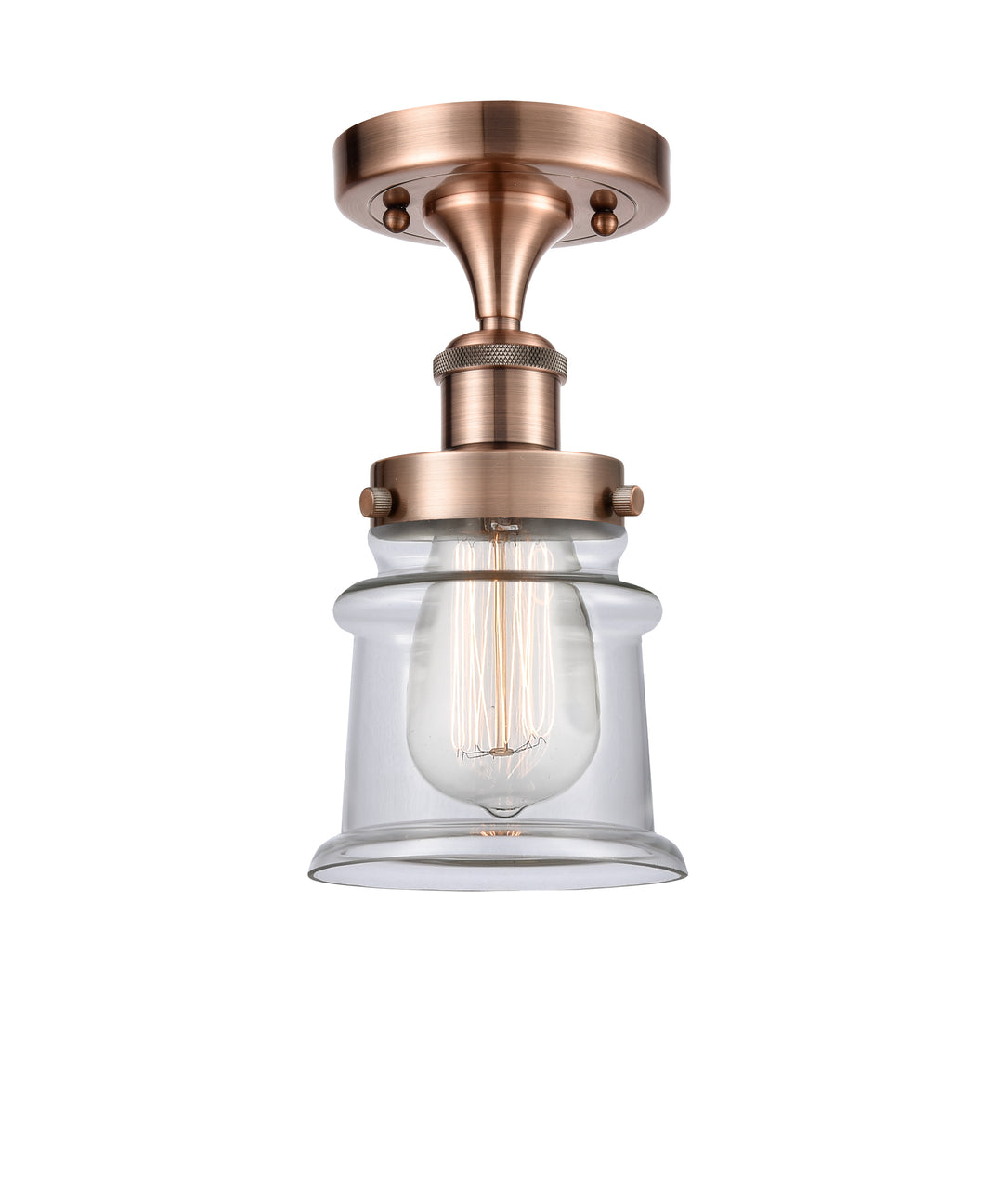 Innovations Lighting Canton 5" Semi-Flush Mount - Antique Copper Ceiling Semi Flush Mounts Innovations Lighting Clear ; Glass Type: Transparent  