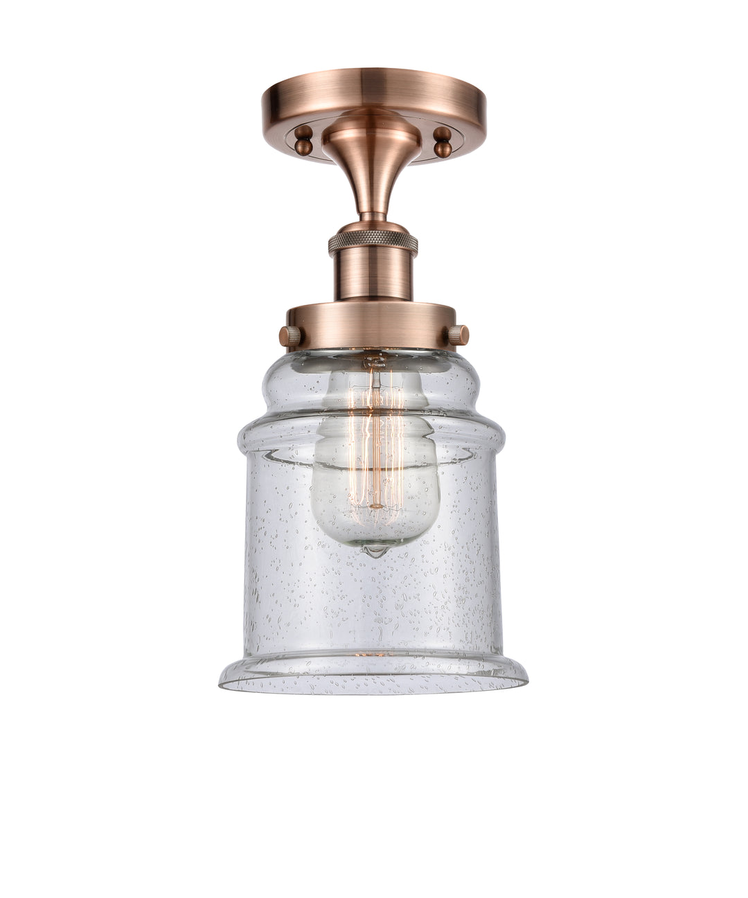 Innovations Lighting Canton 6" Semi-Flush Mount - Antique Copper Ceiling Semi Flush Mounts Innovations Lighting Seedy ; Glass Type: Seedy  