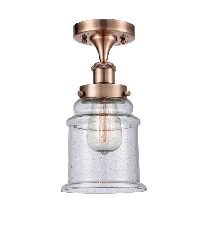 Innovations Lighting Canton 6" Semi-Flush Mount - Antique Copper Ceiling Semi Flush Mounts Innovations Lighting Seedy ; Glass Type: Seedy  