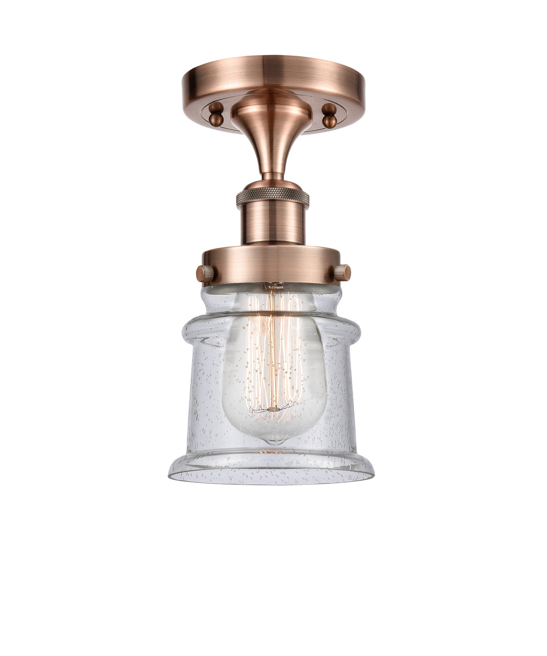 Innovations Lighting Canton 5" Semi-Flush Mount - Antique Copper Ceiling Semi Flush Mounts Innovations Lighting Seedy ; Glass Type: Seedy  