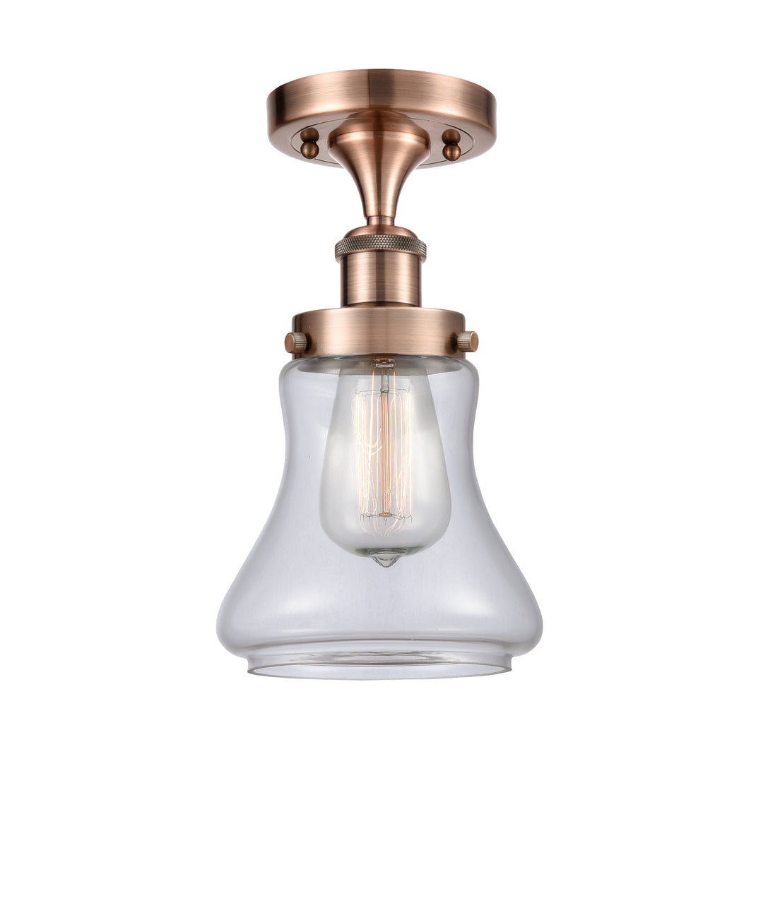 Innovations Lighting Bellmont 6" Semi-Flush Mount - Antique Copper Ceiling Semi Flush Mounts Innovations Lighting Clear ; Glass Type: Transparent  