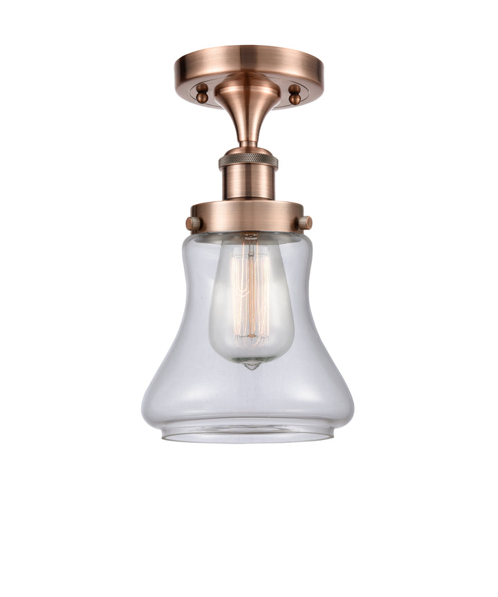 Innovations Lighting Bellmont 6" Semi-Flush Mount - Antique Copper Ceiling Semi Flush Mounts Innovations Lighting Clear ; Glass Type: Transparent  