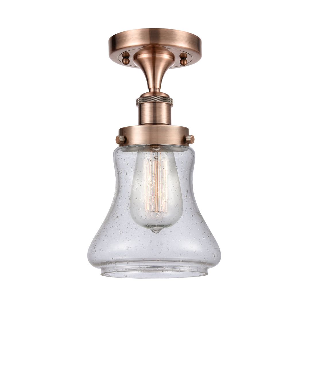 Innovations Lighting Bellmont 6" Semi-Flush Mount - Antique Copper Ceiling Semi Flush Mounts Innovations Lighting Seedy ; Glass Type: Seedy  